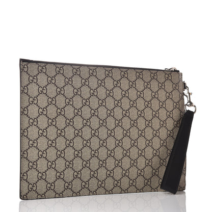 Gucci GG Supreme Monogram Angry Cat Large Zip Wristlet Pouch Beige Brown 3 of 8