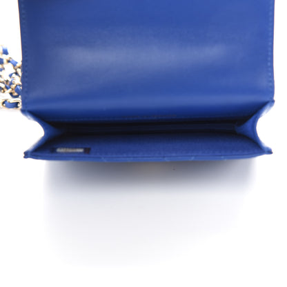 Chanel Lambskin Quilted Top Handle Flap Coin Purse With Chain Blue 5 of 10
