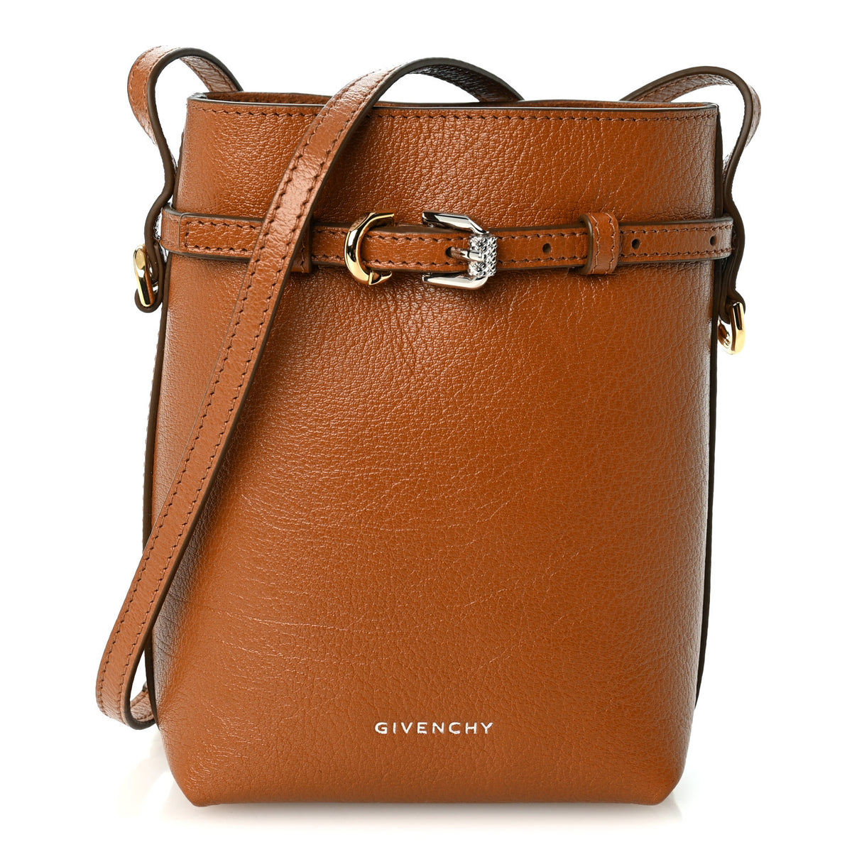Calfskin Voyou Phone Crossbody Pouch Tan