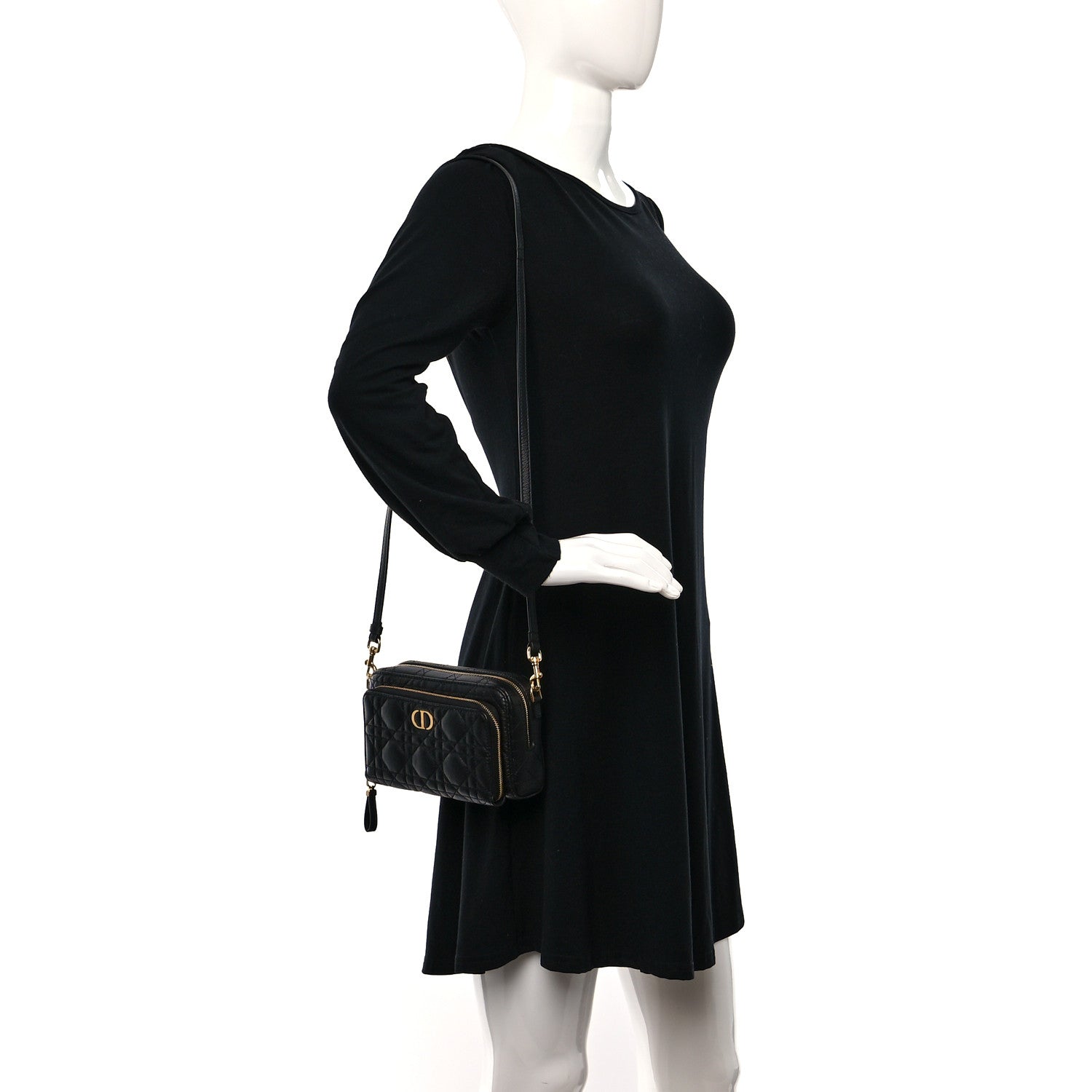 Christian Dior Supple Calfskin Caro Double Pouch Black 2 of 9