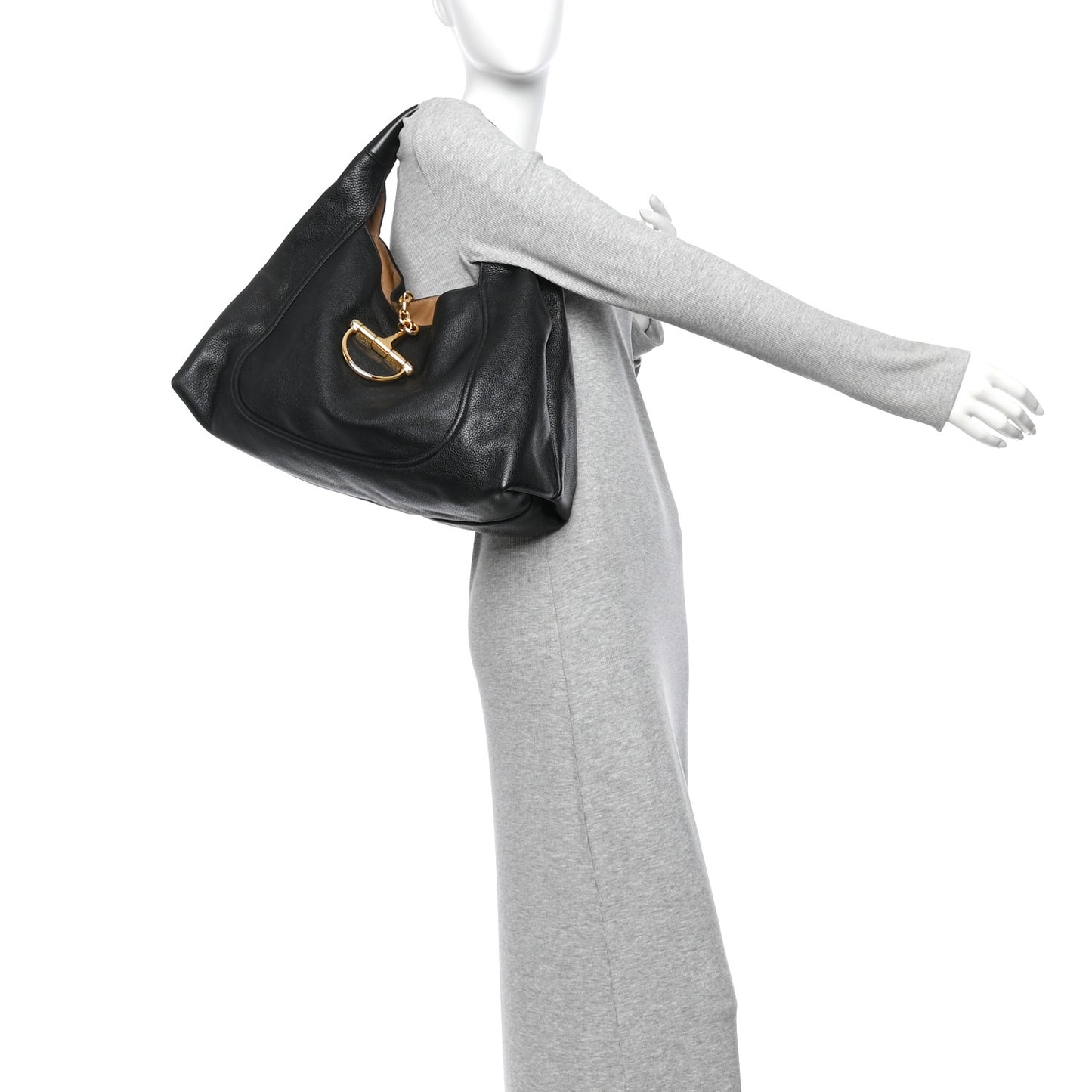 Grained Calfskin Softbit Maxi Shoulder Bag Black