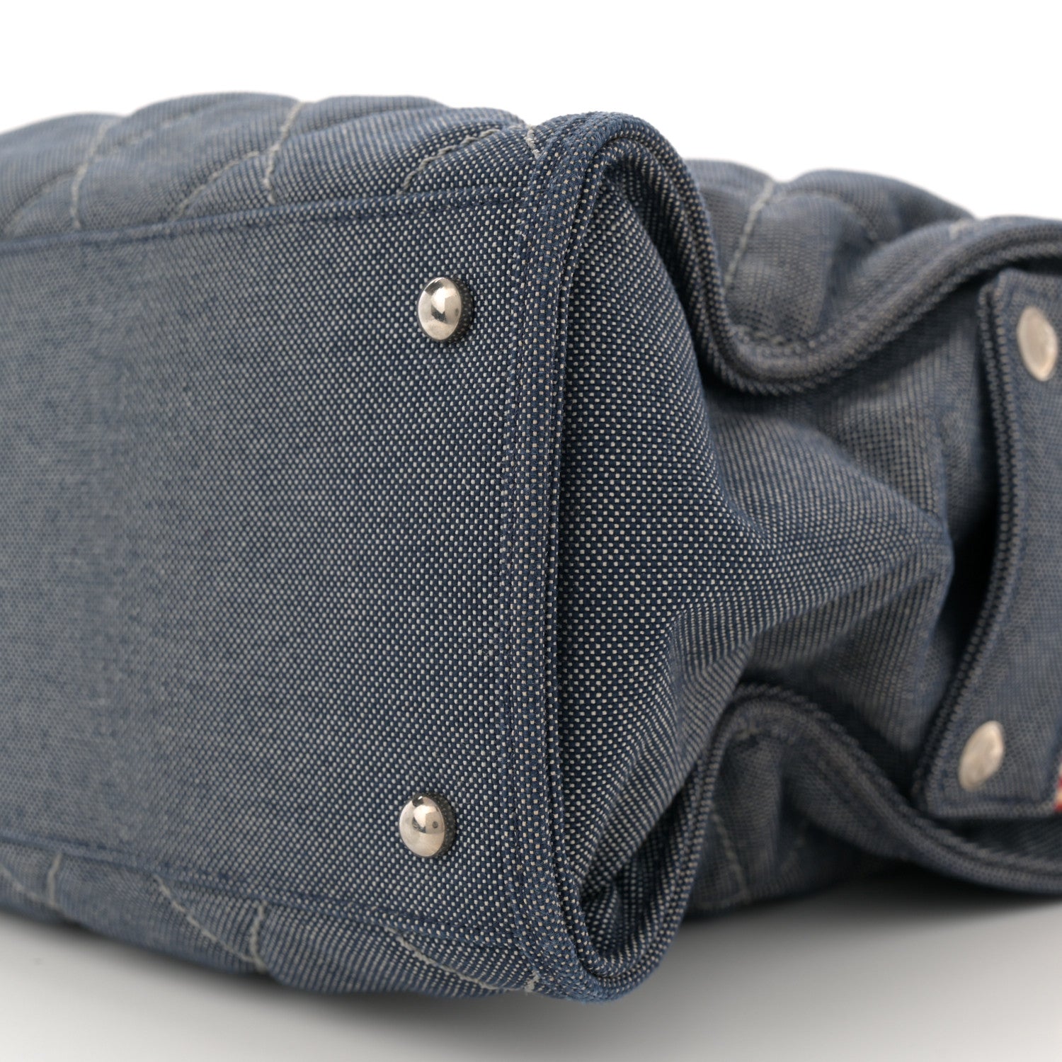 Chanel Denim Quilted CC Tote Bag Blue 10 of 14