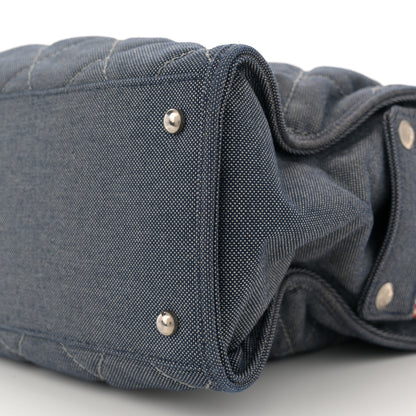 Chanel Denim Quilted CC Tote Bag Blue 10 of 14