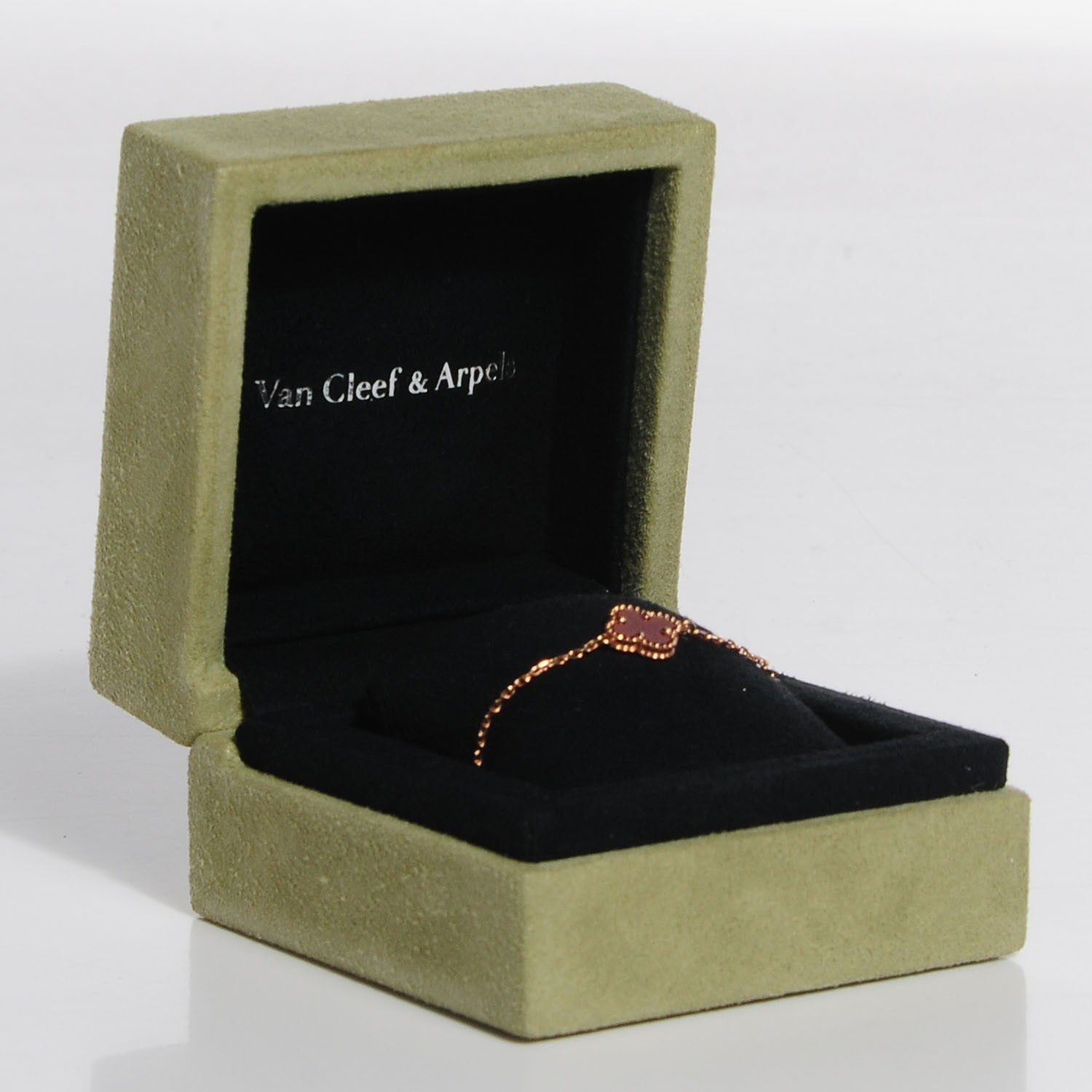 Van Cleef & Arpels 18K Rose Gold Carnelian Sweet Alhambra Bracelet 6 of 6