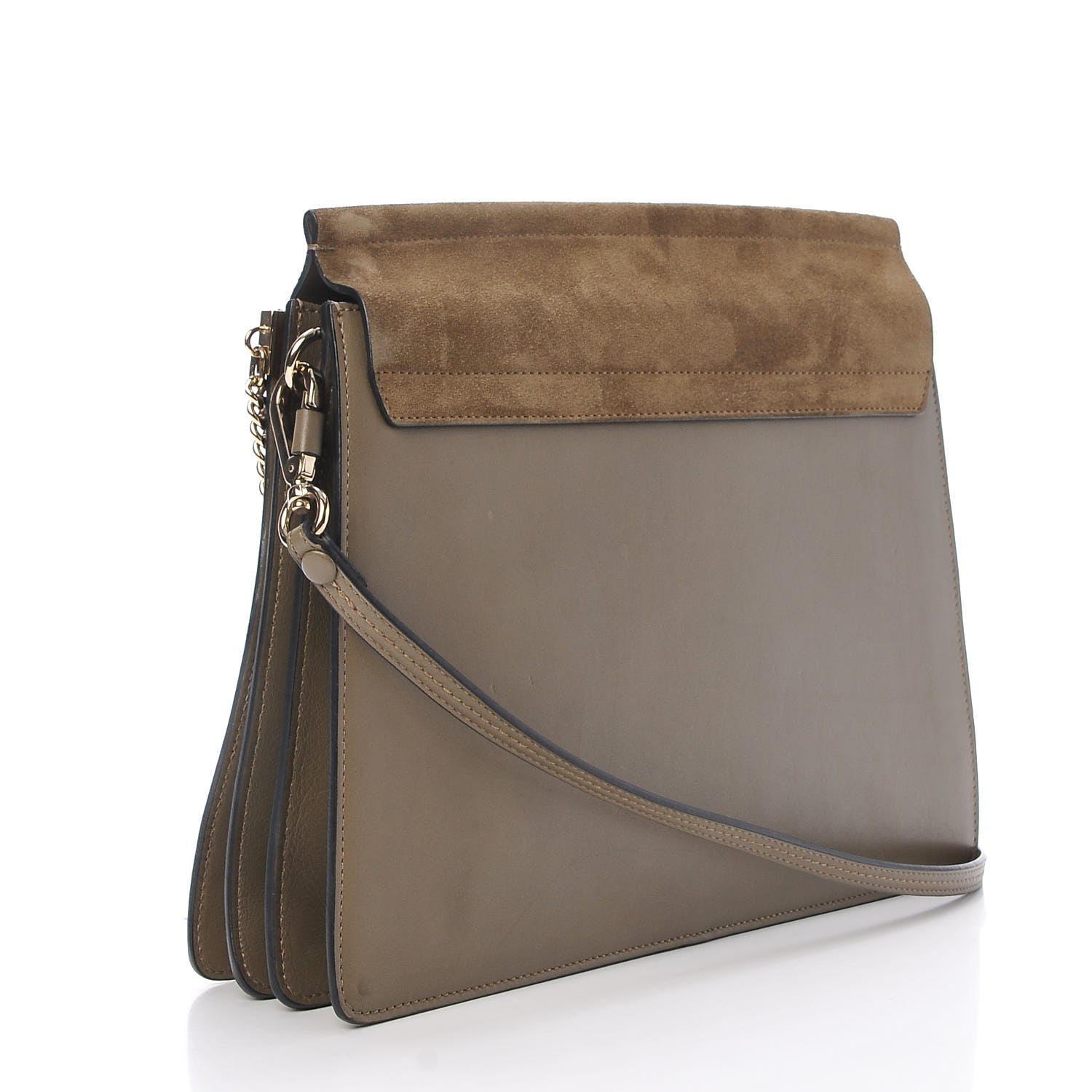 Chloe Suede Calfskin Medium Faye Shoulder Bag Dark Khaki 3 of 16
