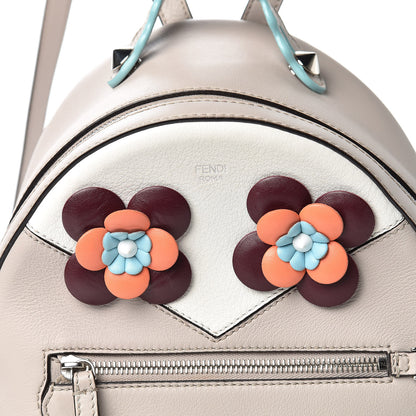 Fendi Vitello Dolce Floral Eyes Mini Backpack Grigio Polvere Multicolor 10 of 13
