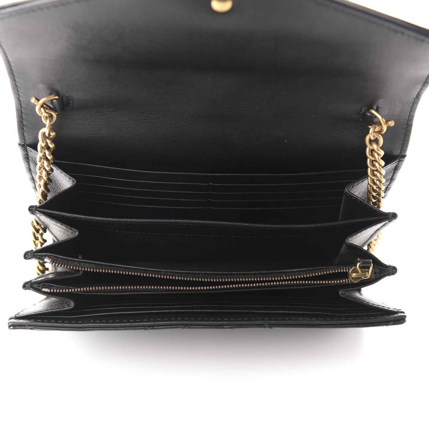Calfskin Matelasse GG Marmont Chain Wallet Black
