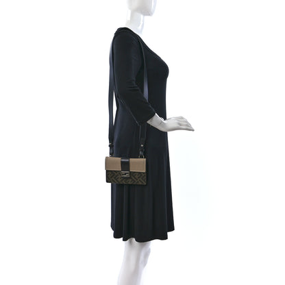 Fendi Glazed Fabric Cotton Vitello King Aura FF 1974 Baguette Belt Pouch Tobacco Moro Sand Black 2 of 8
