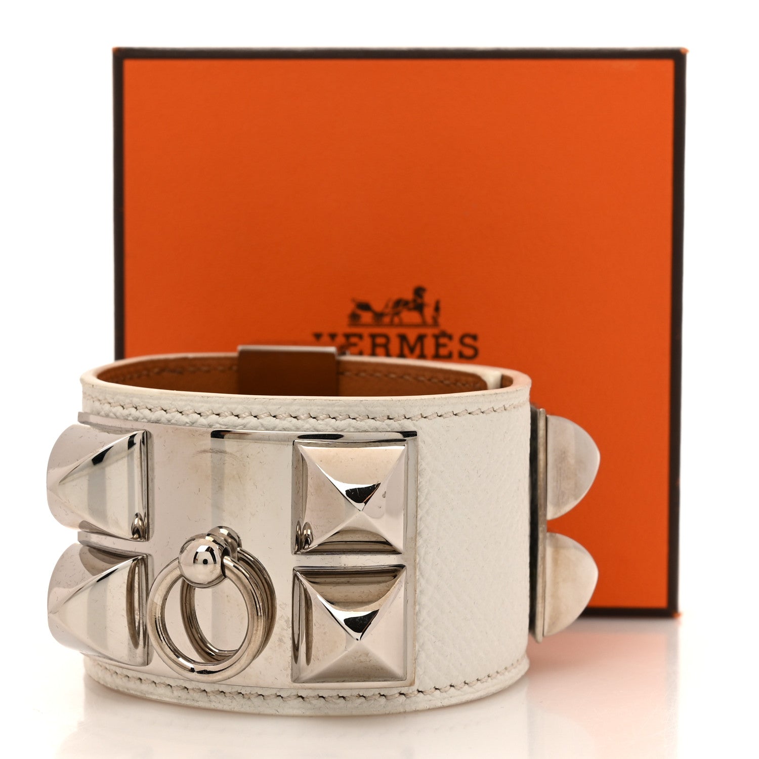 Hermes Epsom Collier De Chien CDC Bracelet S White 6 of 6