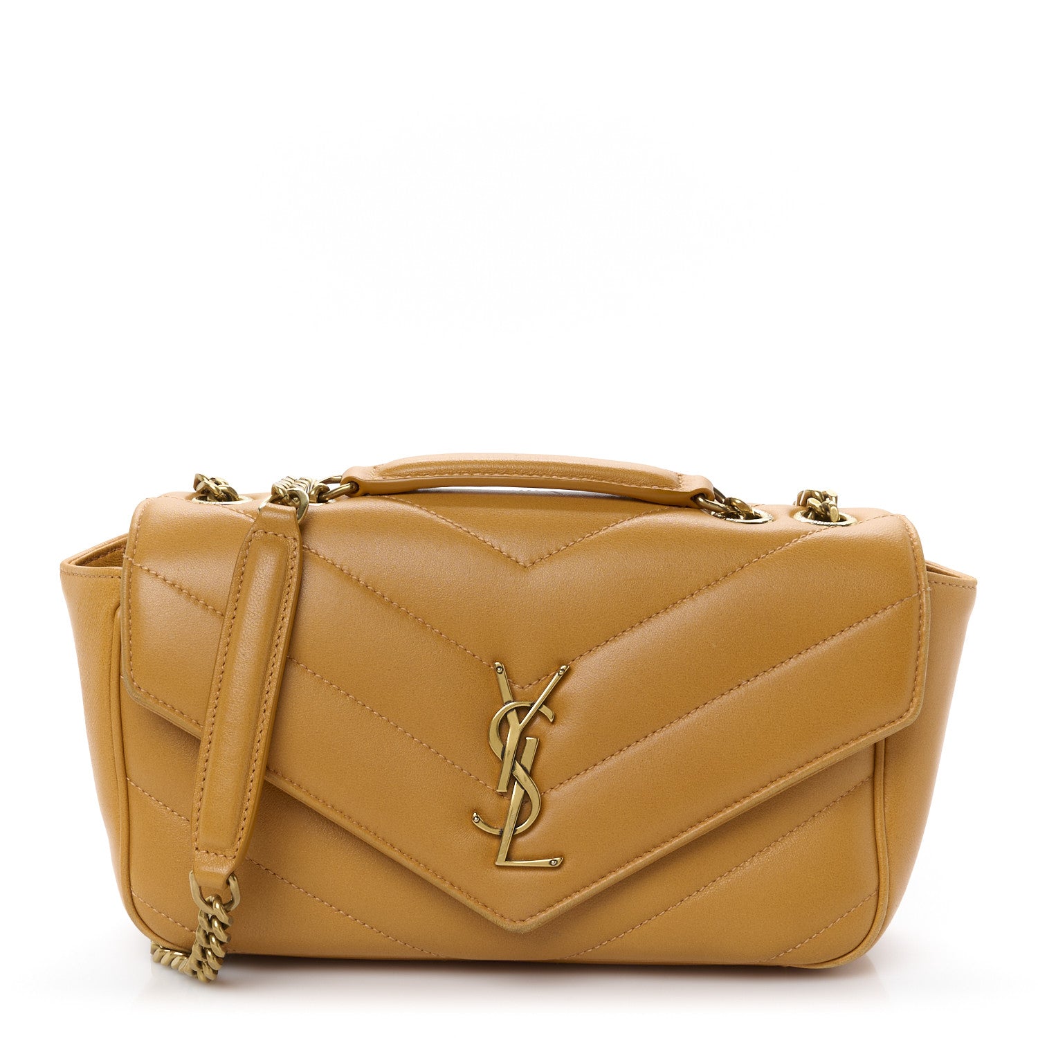 Saint Laurent Lambskin Chevron Quilted Small Loulou Bag Sunflower 1 of 12