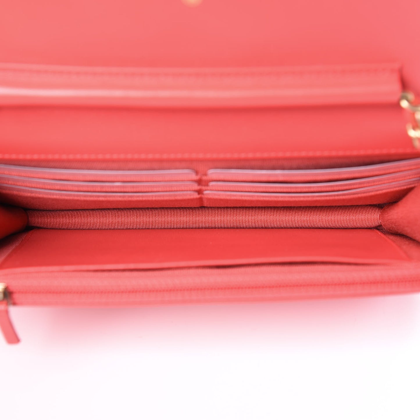Lambskin Quilted Wallet On Chain WOC Red