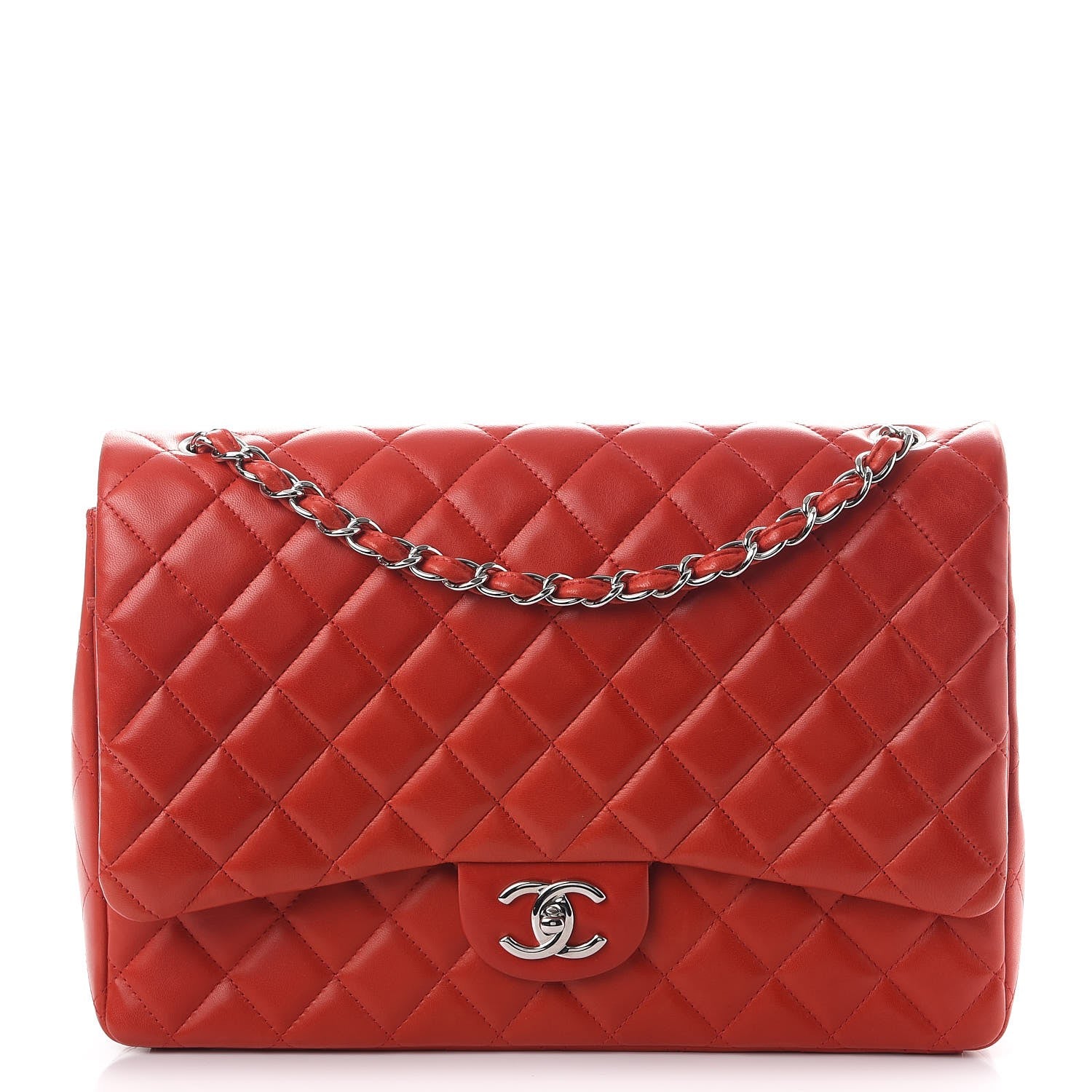 Chanel Lambskin Quilted Maxi Double Flap Red 1 of 11