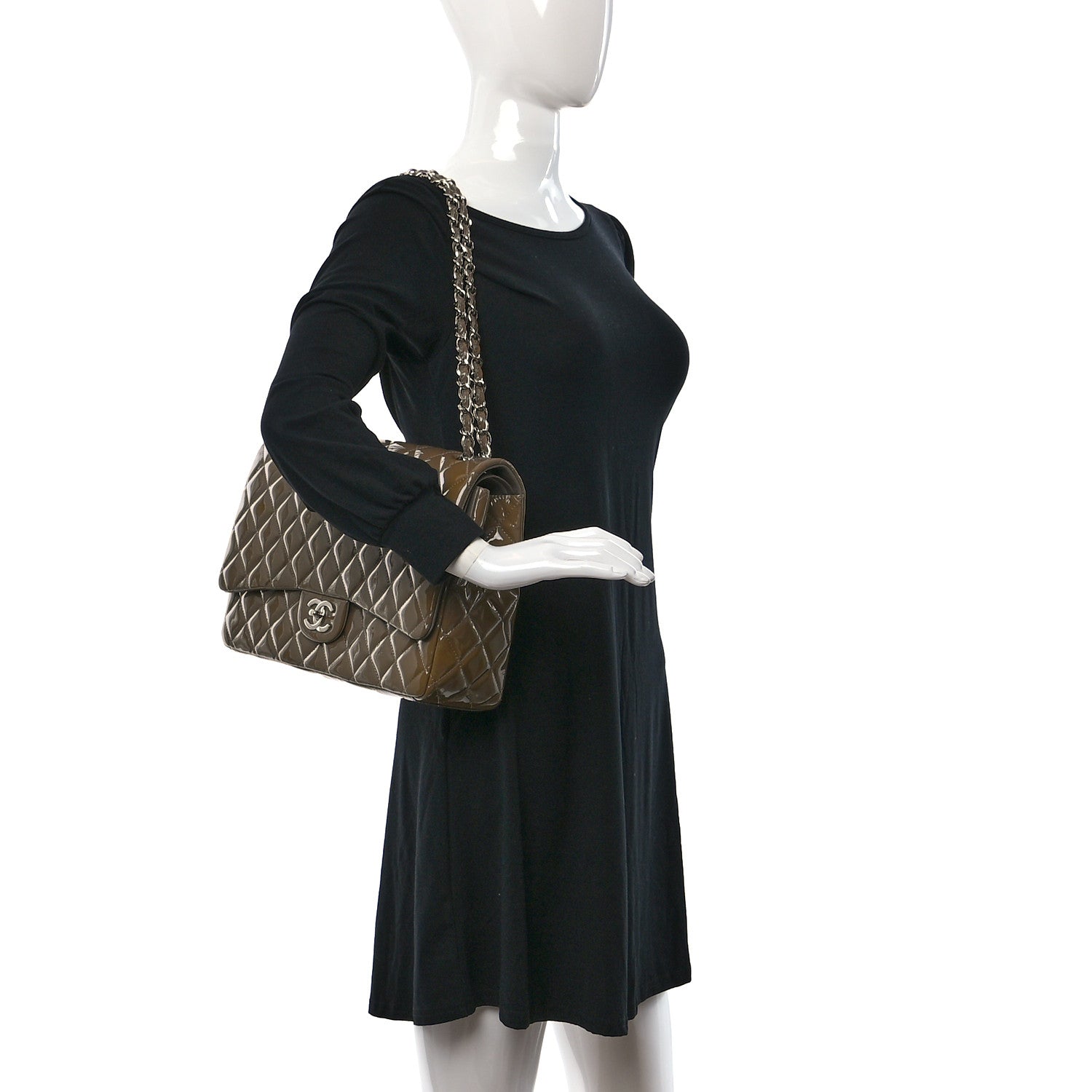 Chanel Patent Calfskin Quilted Maxi Double Flap Grey 2 of 10