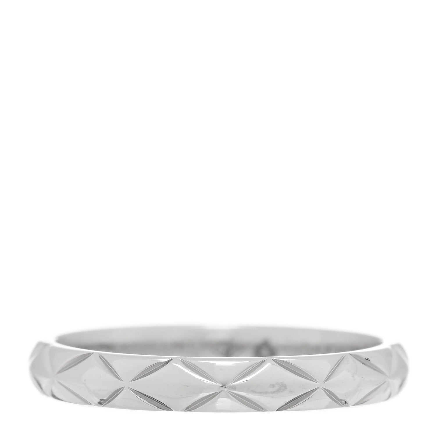 Chanel Platinum Small Matelasse Ring 49 4.75 1 of 4
