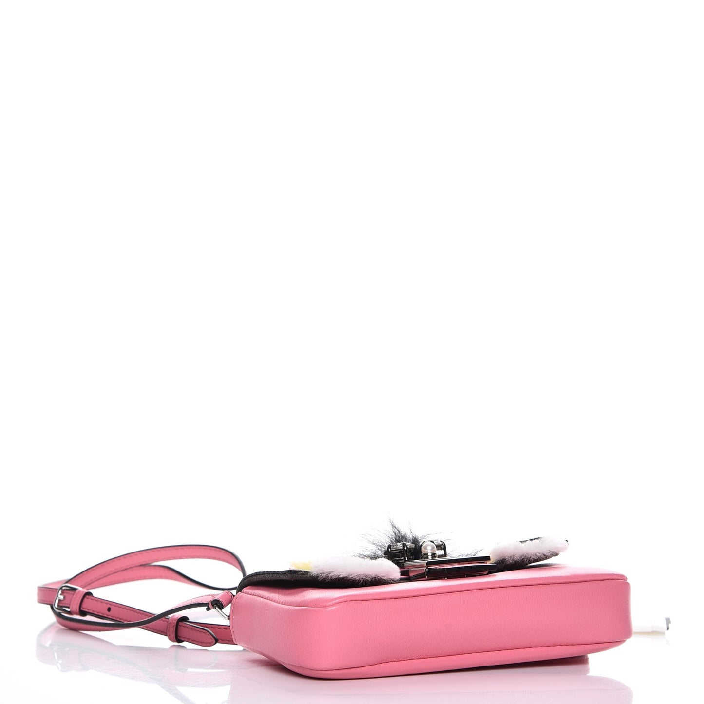 Nappa Rabbit Fox Fur Micro Buggie Baguette Rosa Fluo Multicolor