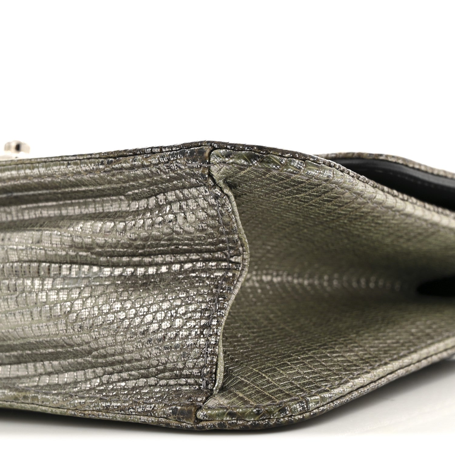 Christian Dior Metallic Lizard Miss Dior Promenade Pouch Gunmetal 10 of 12