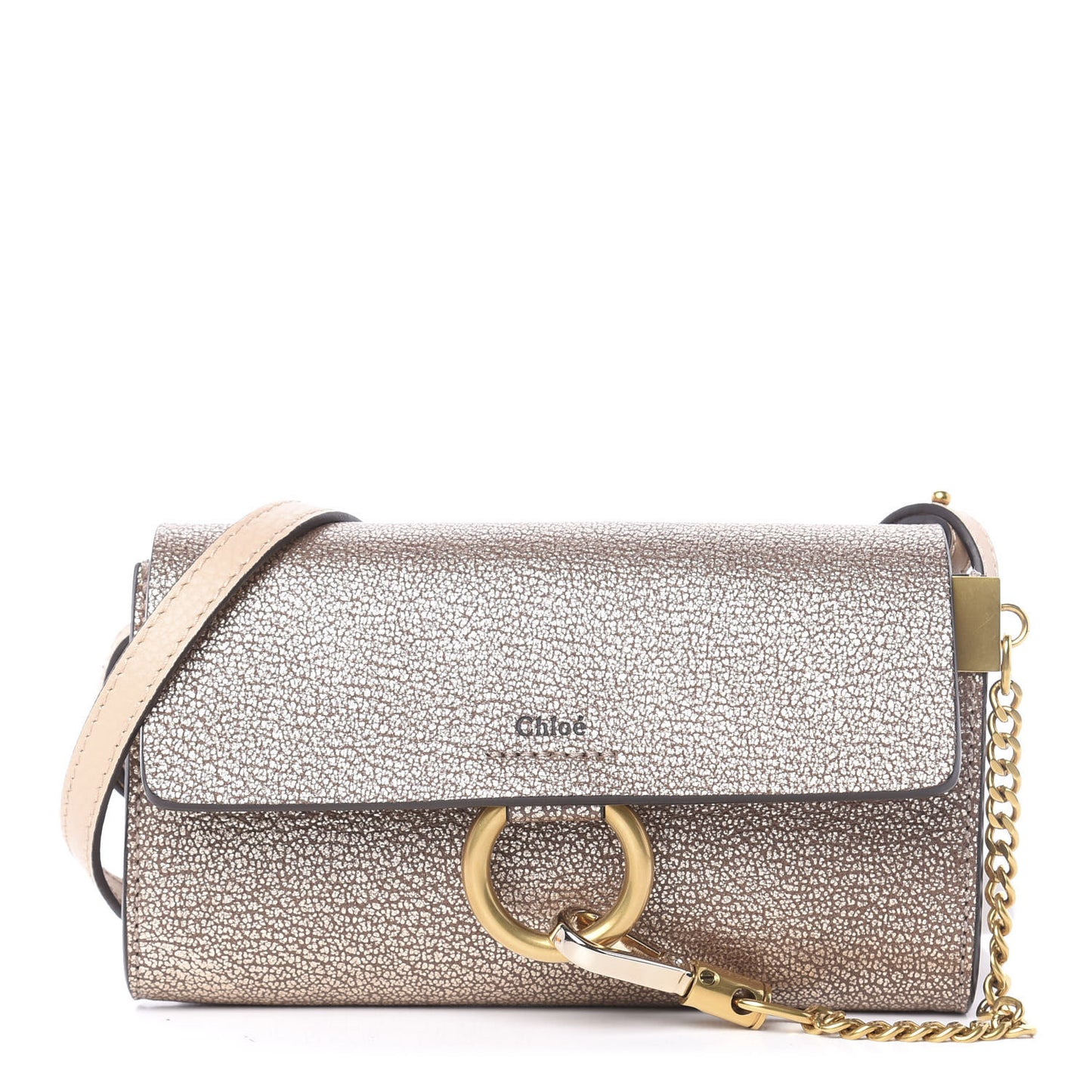 Metallic Goatskin Mini Faye Shoulder Bag Abstract Gold
