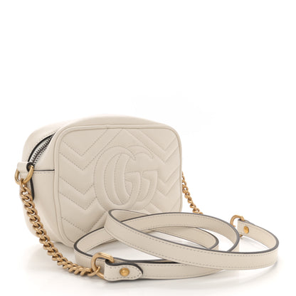 Gucci Calfskin Matelasse Mini GG Marmont Chain Shoulder Bag White 3 of 10