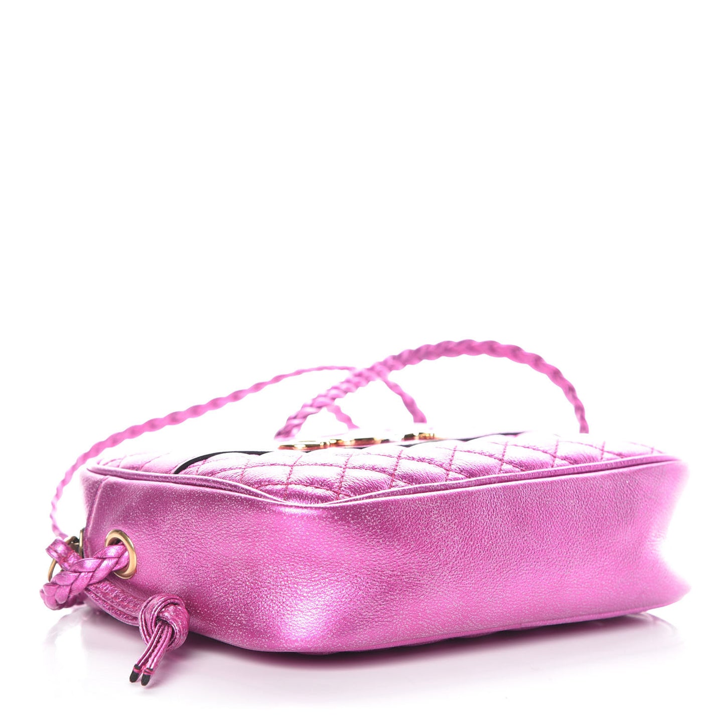 Laminated Nappa Trapuntata Mini Zumi Shoulder Bag Fuxia