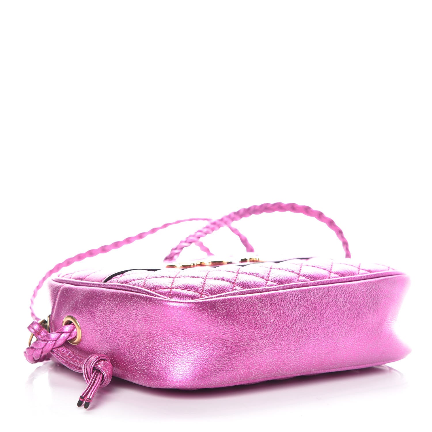 Gucci Laminated Nappa Trapuntata Mini Zumi Shoulder Bag Fuxia 4 of 9