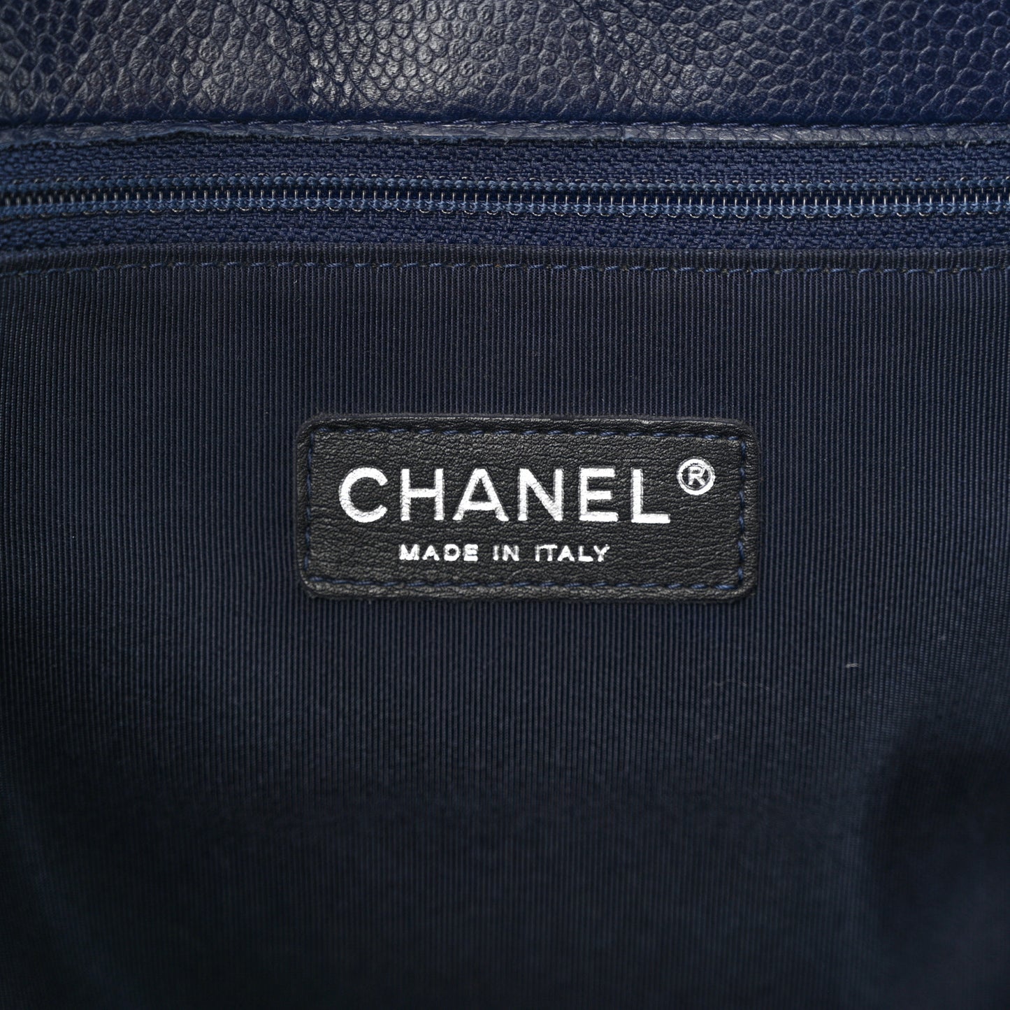 Caviar Quilted Flap Tote Navy Blue