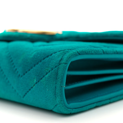 Gucci Velvet Matelasse GG Marmont Chain Wallet Pavone Cyan 12 of 14