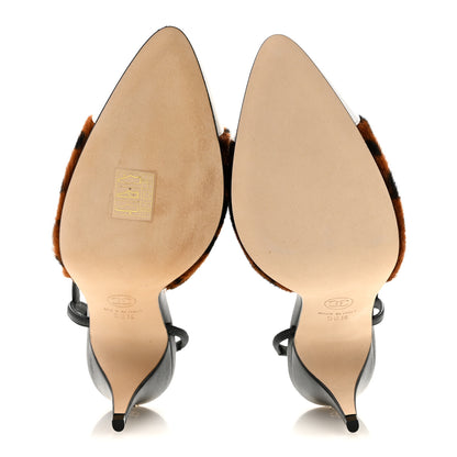 Chanel Lambskin Mixed Fibers Cap Toe CC Slingback Flats 36.5 Brown Black White 6 of 10