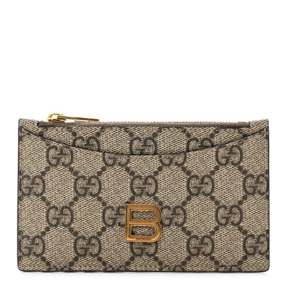 Gucci X BALENCIAGA GG Supreme Monogram Zip Card Case Beige Ebony 1 of 5