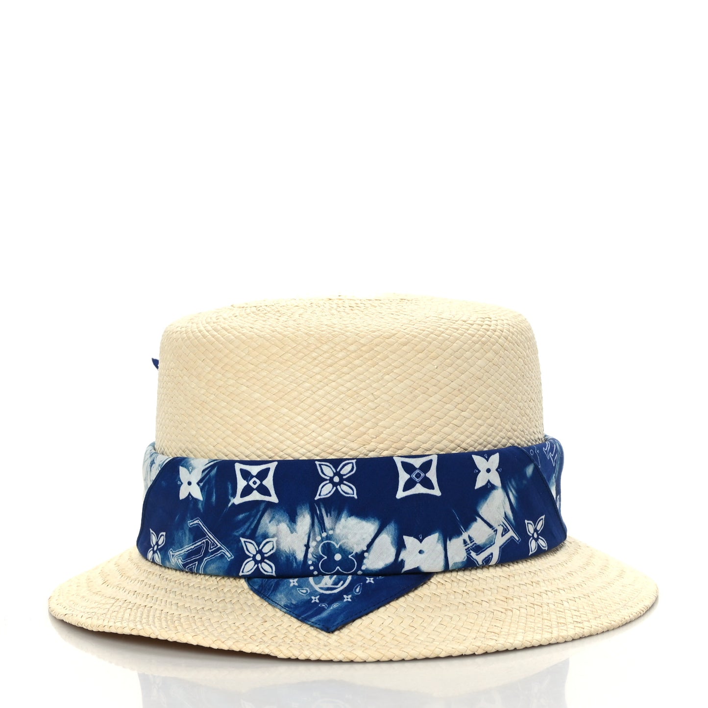 Straw Monogram Bandana Hat S Blue