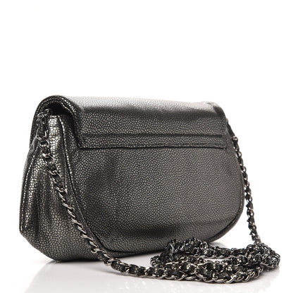 Chanel Metallic Caviar Half Moon Wallet On Chain WOC Dark Silver 3 of 8