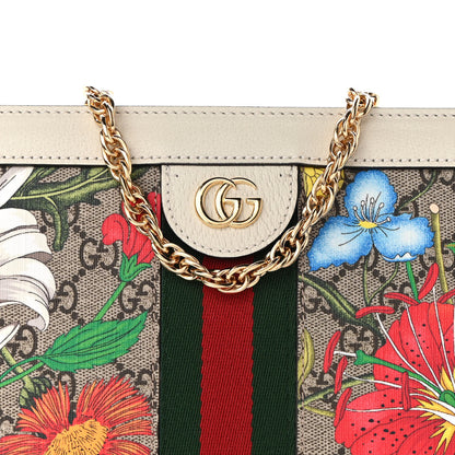 Gucci GG Supreme Monogram Flora Web Small Ophidia Chain Shoulder Bag White 9 of 11