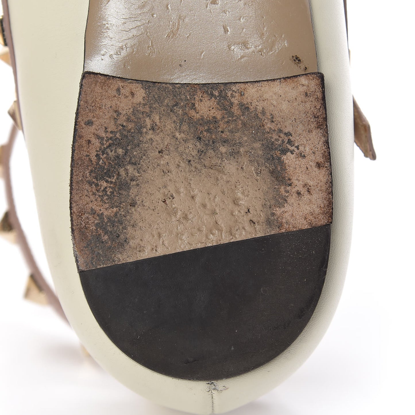 Calfskin Rockstud Cage Ballerina Flats 40 Light Ivory Poudre