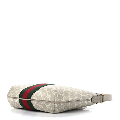 Gucci GG Supreme Monogram Textured Dollar Calfskin Web Small Ophidia Half Moon Hobo Beige Mystic White Oatmeal 9 of 11