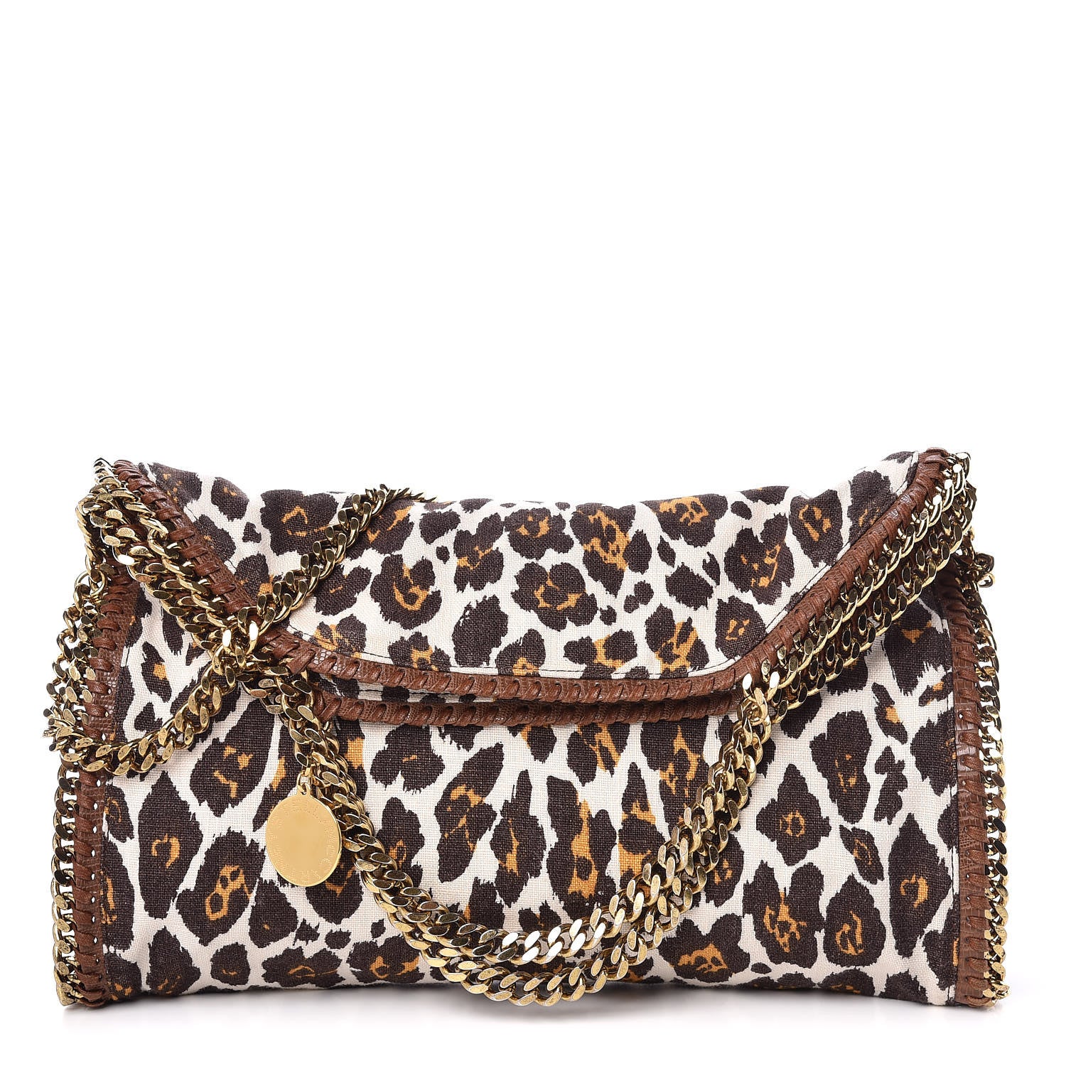 Stella McCartney Linen Leopard Falabella Fold Over Tote Fawn 1 of 13