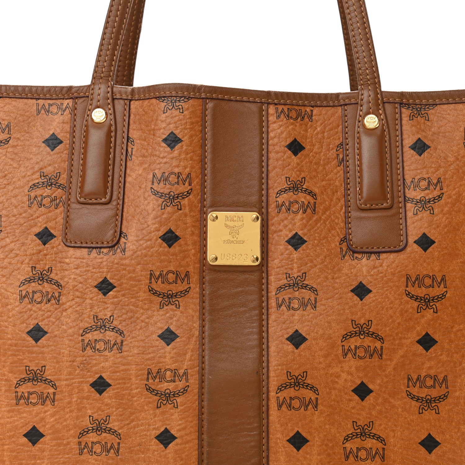 MCM Visetos Medium Liz Reversible Shopper Tote Cognac 9 of 17