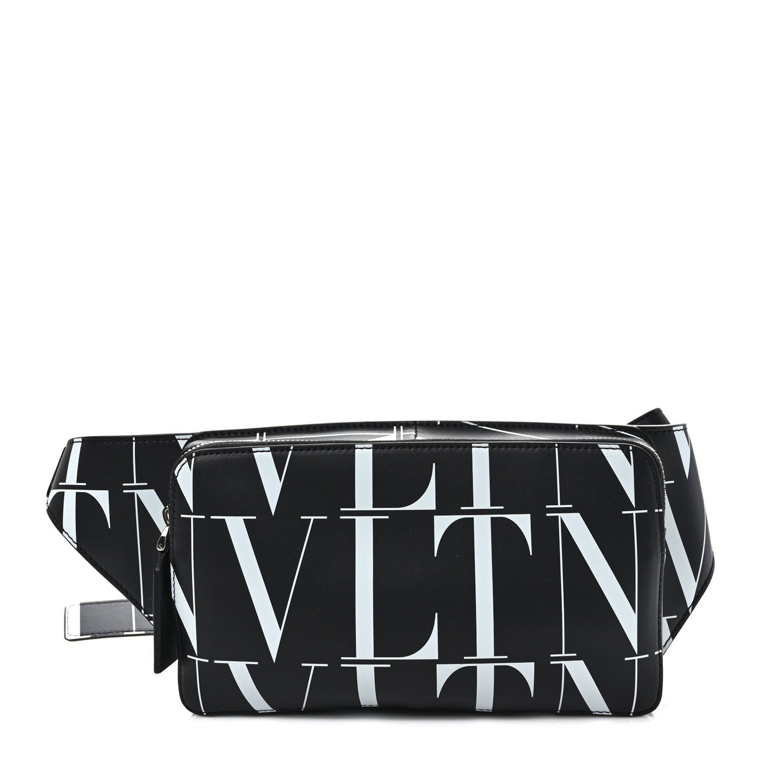 Valentino Garavani Calfskin Mens VLTN Belt Bag Black White 1 of 8