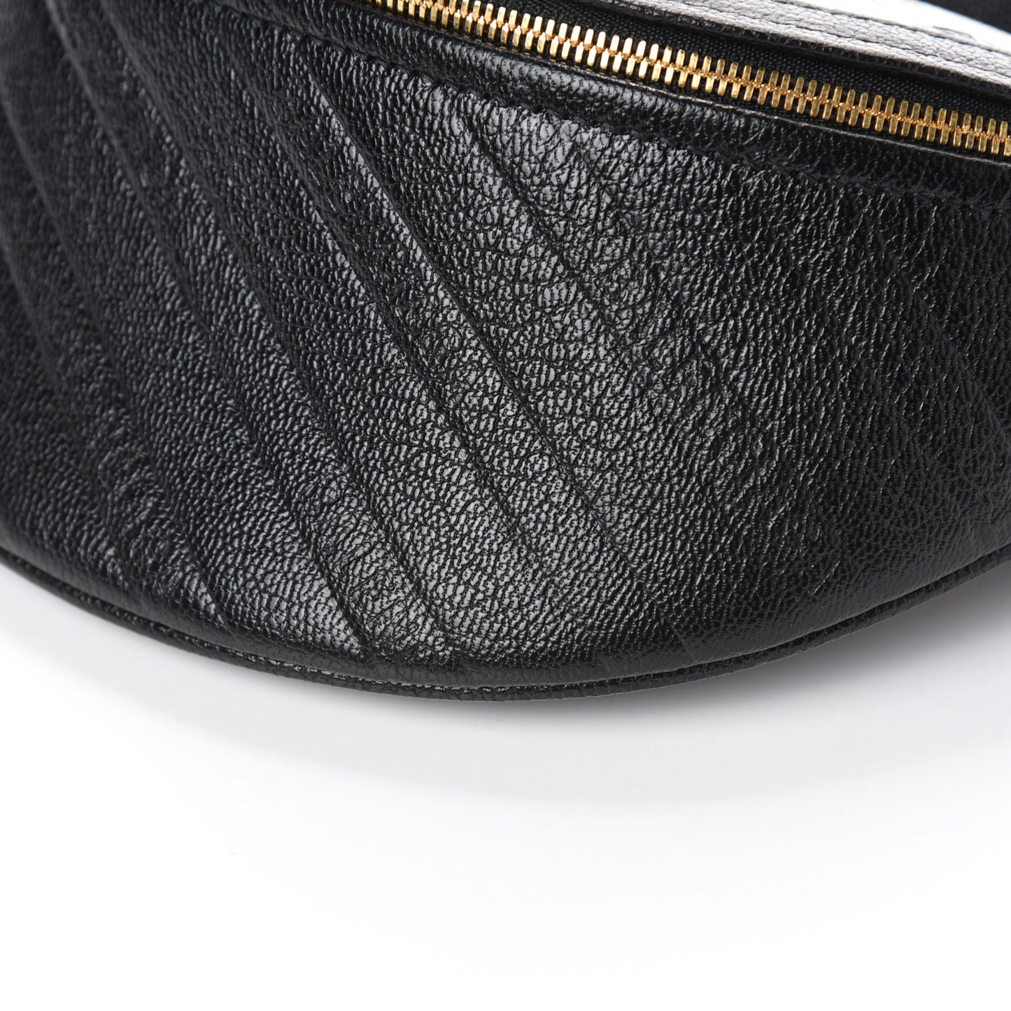 Shiny Goatskin Allover Logo Embossed XXS Souvenir Belt Bag Black