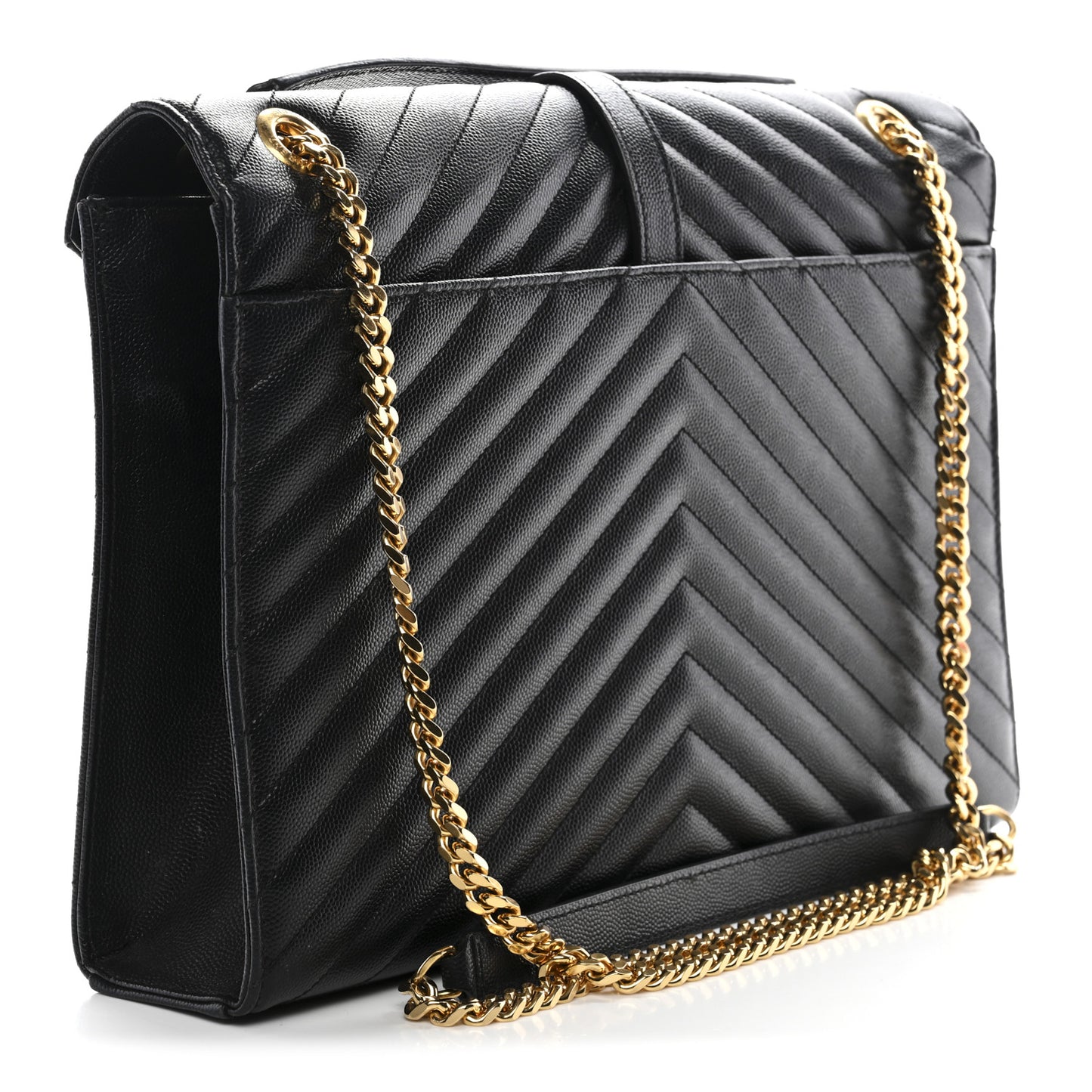 Grain De Poudre Matelasse Chevron Large Monogram Satchel Black