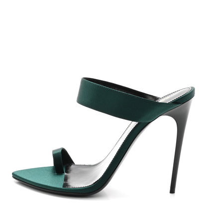 Saint Laurent Crepe Satin Martha Mule 110 Sandals 35.5 Dorian Green 1 of 10