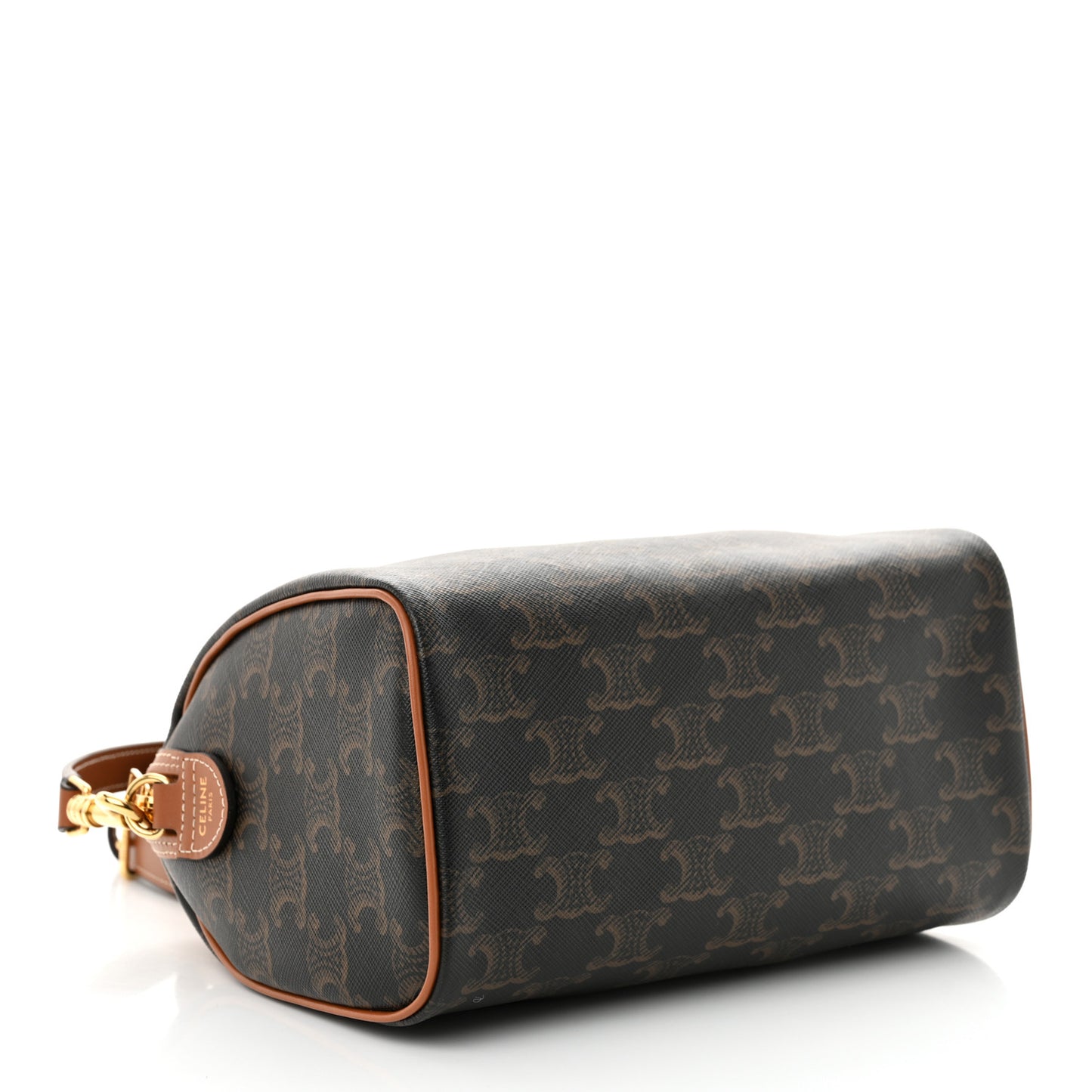 Triomphe Canvas Calfskin Small Boston Bag Tan