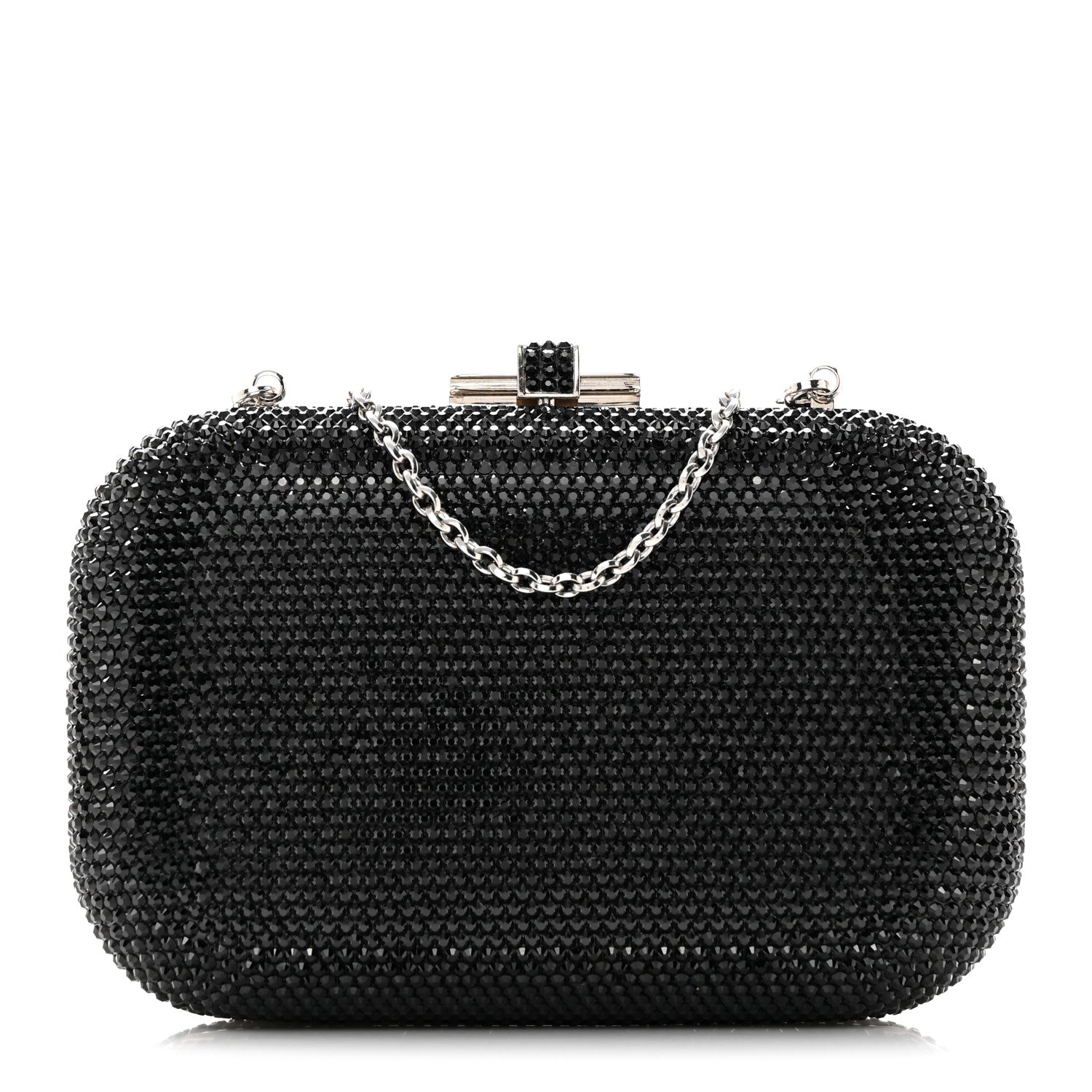 Judith Leiber Swarovski Crystal Minaudiere Clutch Black 1 of 9