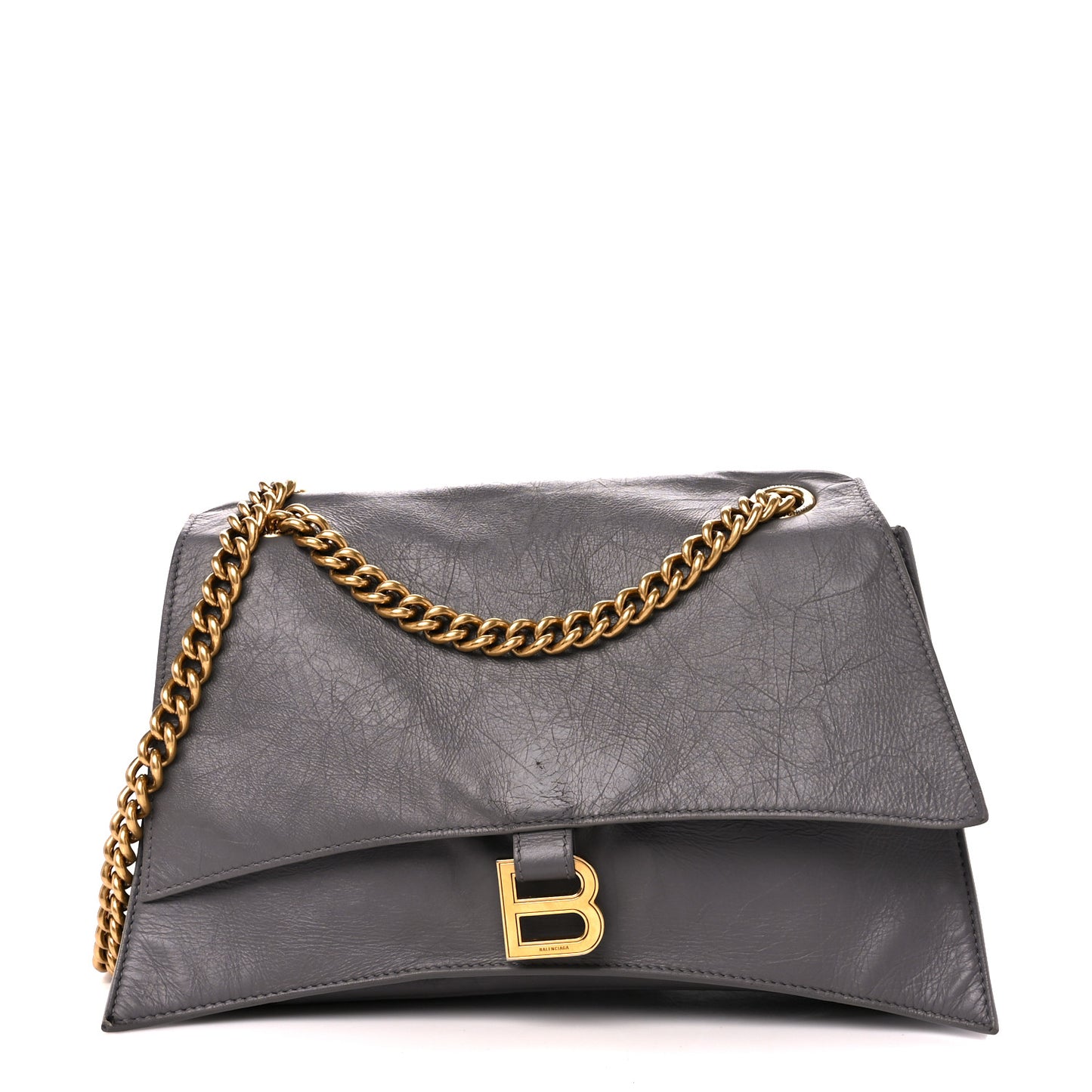 Crushed Calfskin Medium Crush Chain Bag Dark Grey