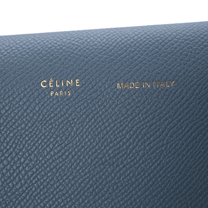 Celine Grained Shiny Calfskin Strap Clutch Blue Red 6 of 12