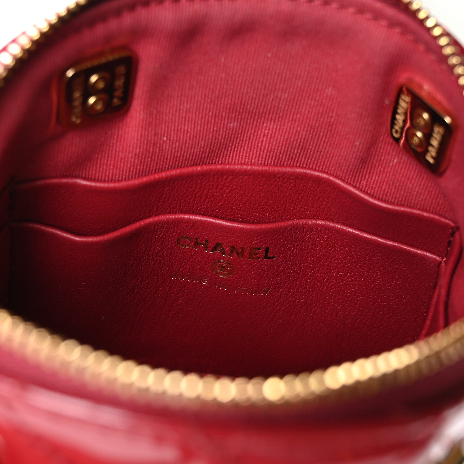 Chanel Patent Calfskin Quilted Shiny Coco Clutch With Chain Red 6 of 12