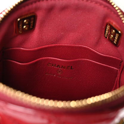 Chanel Patent Calfskin Quilted Shiny Coco Clutch With Chain Red 6 of 12