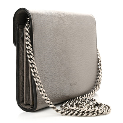 Gucci Dollar Calfskin Crystal Mini Dionysus Chain Wallet Dusty Grey Black Diamond 3 of 15