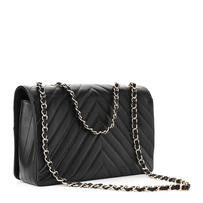 Chanel Lambskin Chevron Quilted Mini Statement Flap Black 3 of 10