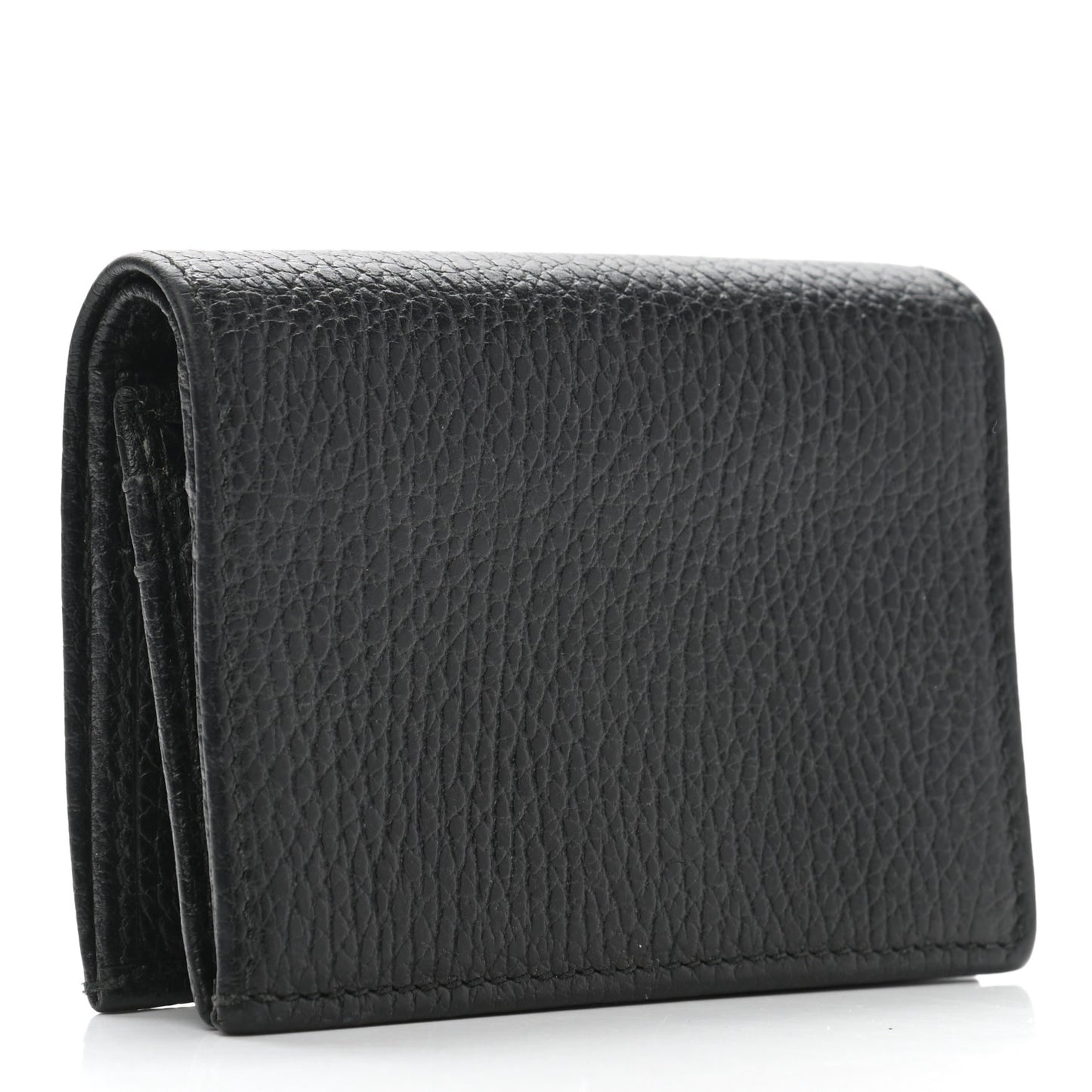 Pebbled Calfskin Butterfly Card Case Black
