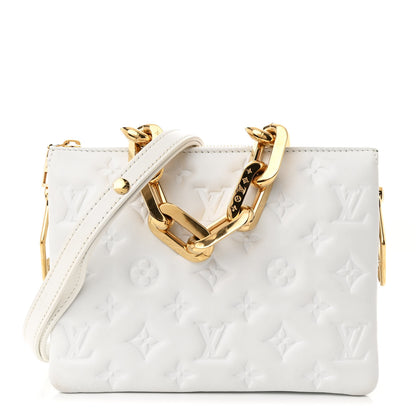 Louis Vuitton Lambskin Embossed Monogram Coussin BB White 1 of 11