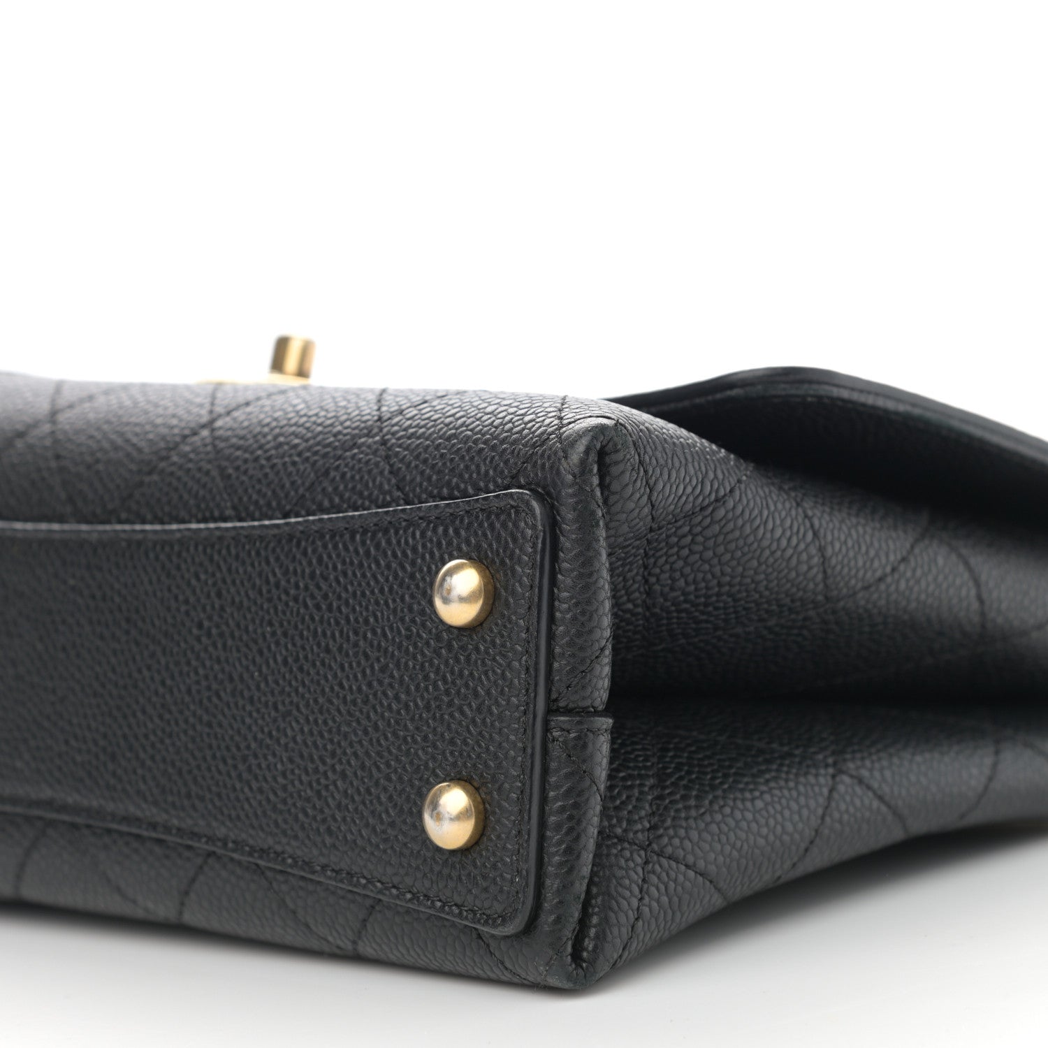 Chanel Caviar Diamond Stitched Small Top Handle Flap Black 10 of 11